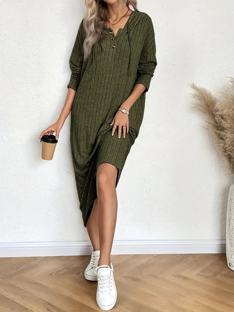 Elegantes Einfarbiges Kapuzenkleid für Frauen – Bequem, Stretchy und Allwetter-tauglich