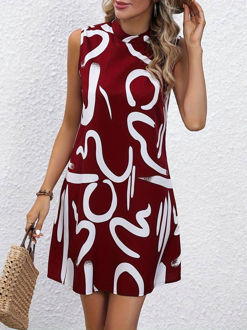 Lily - Kleid mit Pinselmuster und Rundhalsausschnitt