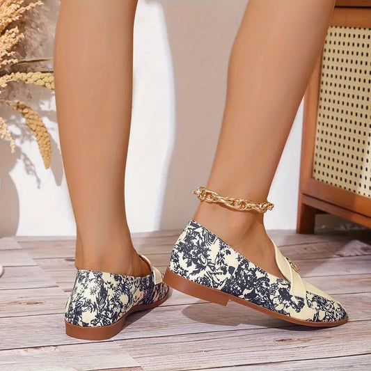 Mode Blumenmuster flache Loafer