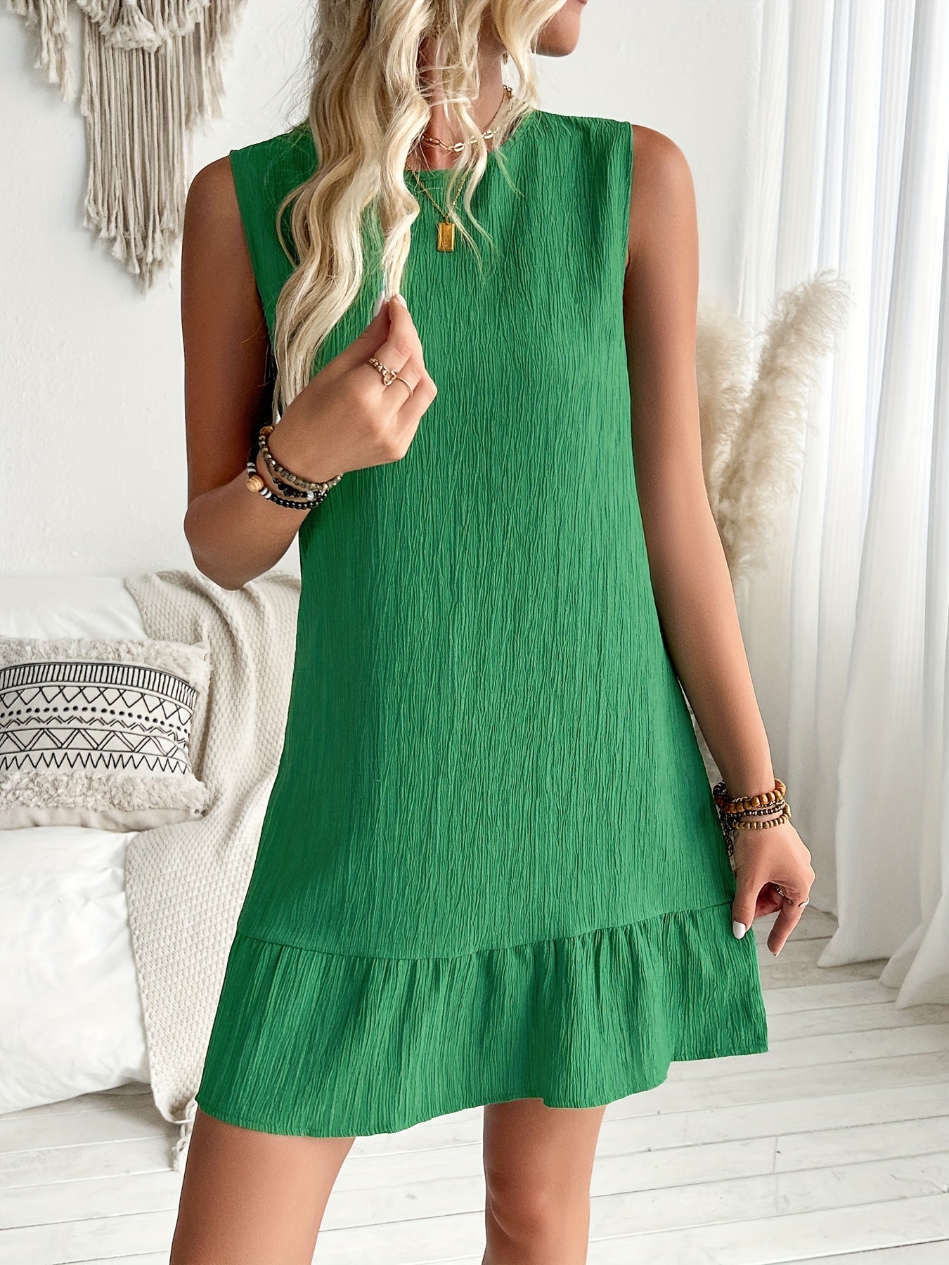 Elegantes Tankkleid mit Rüschen, Ärmelos für Frühling & Sommer