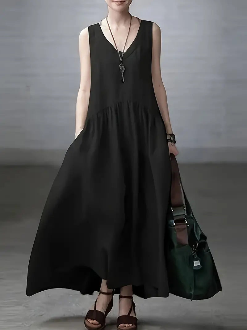 Lockeres Kleid mit Taschen, lässig, ärmellos