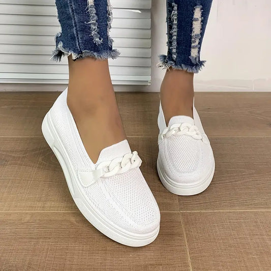 Niedrige Top Slip-on Runde Zehe Atmungsaktiv Freizeit Plattform Schuhe
