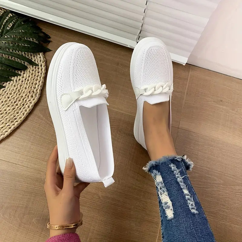 Niedrige Top Slip-on Runde Zehe Atmungsaktiv Freizeit Plattform Schuhe
