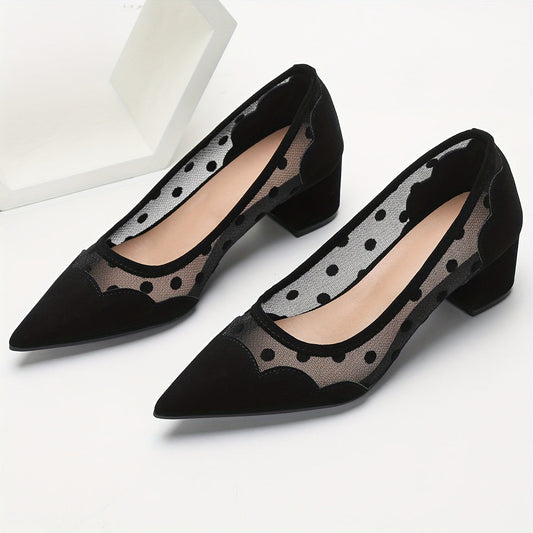 Mesh Sandalen Schwarz Atmungsaktiv Chunky Heel Slip-On für Sommer