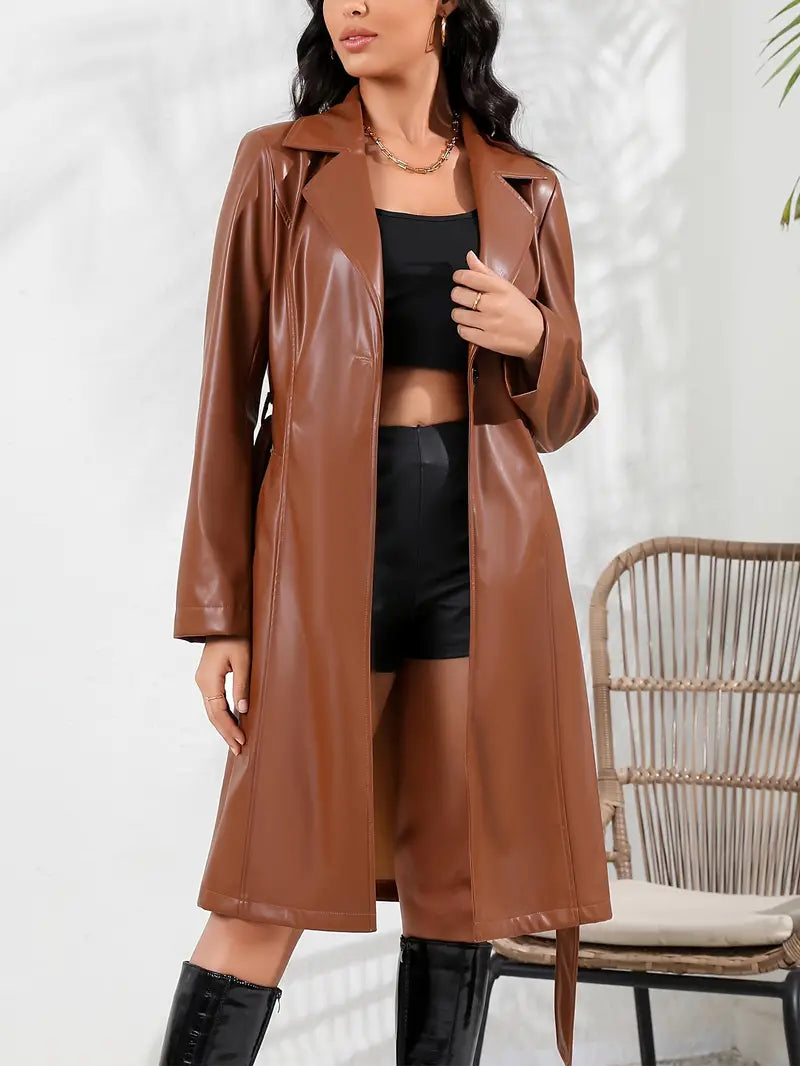 Neve - Solide mittellange PU-Lederjacke