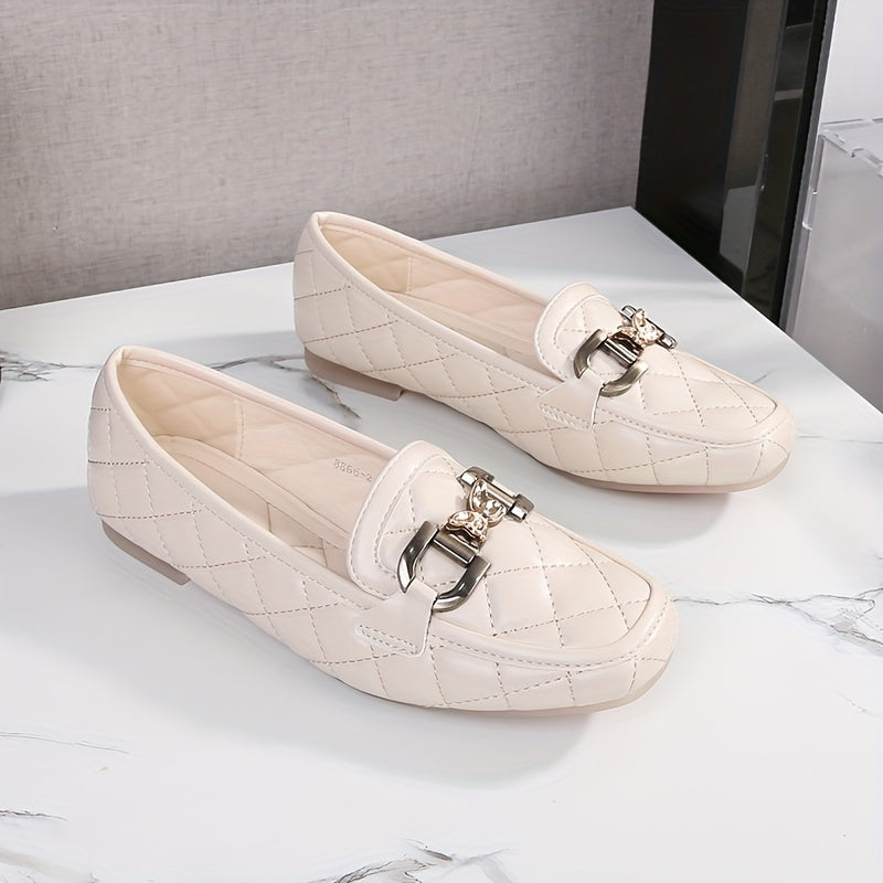 Penny Loafers Schwarz, Gestepptes Design Mit Pailletten, Leichte Flats