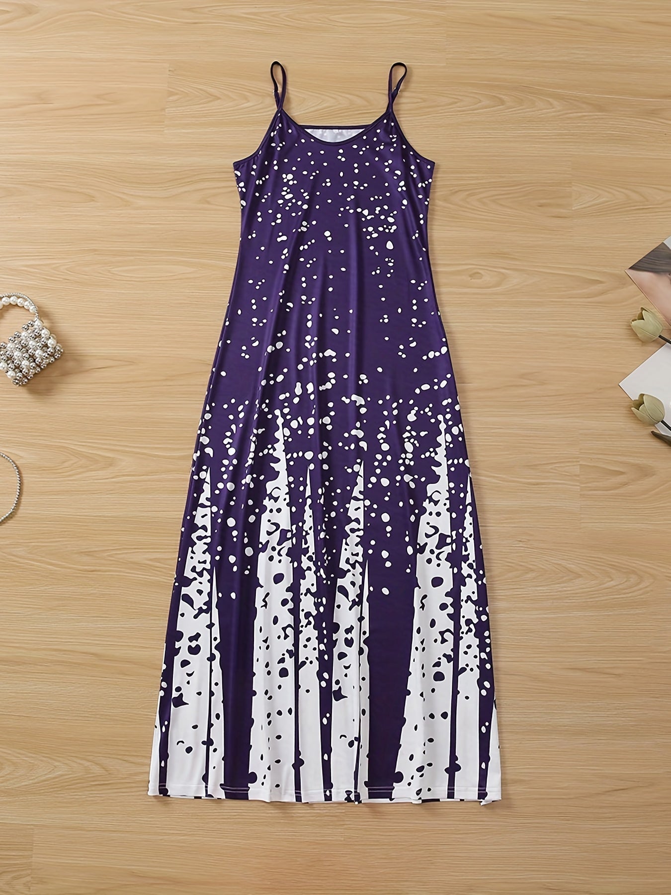 Farbblock Maxi Kleid – Ärmelloses V-Ausschnitt Sommerkleid