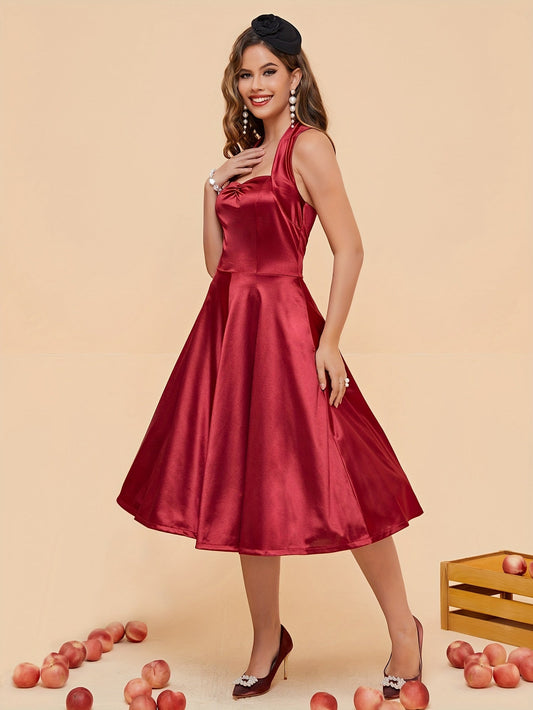 Gerafftes rückenfreies Neckholder-Brautjungfernkleid – Elegantes Swingkleid für Hochzeiten