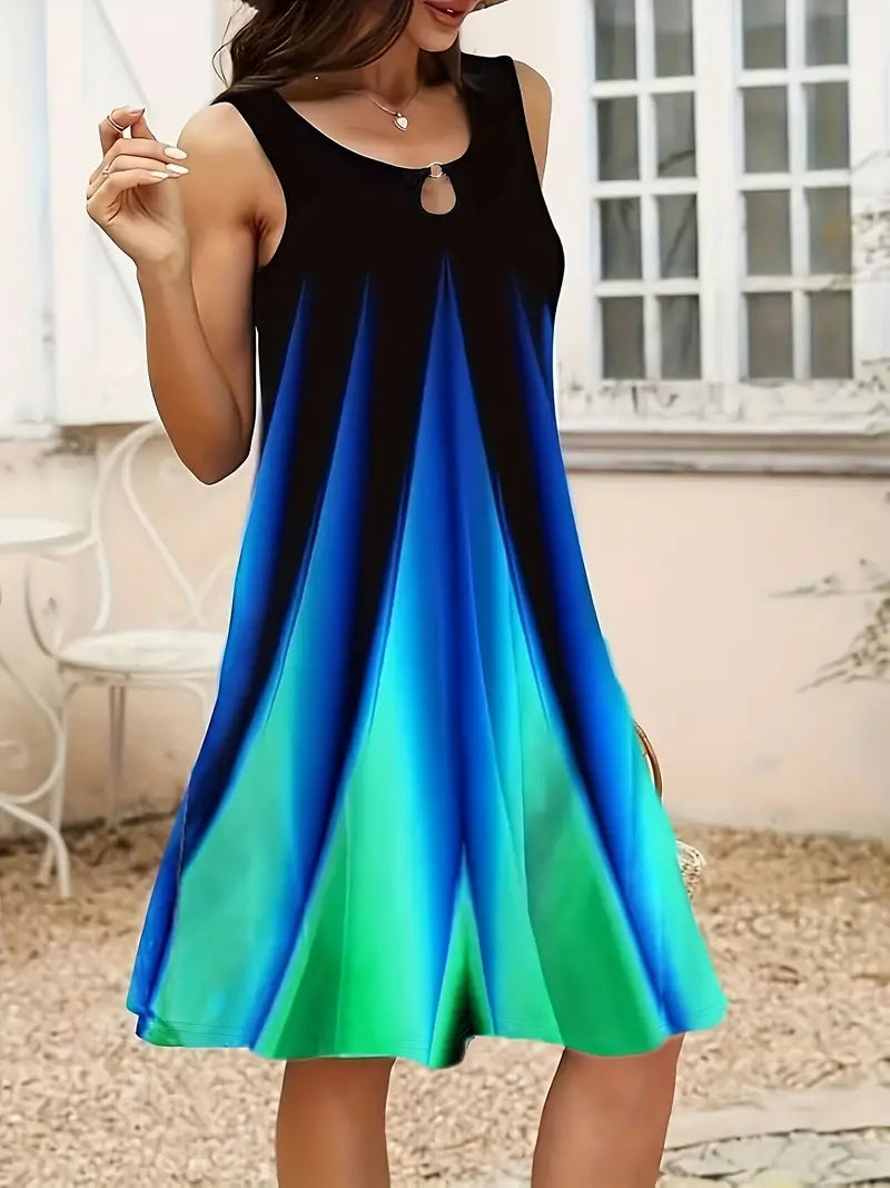 Grafik Print Kettenausschnitt Kleid