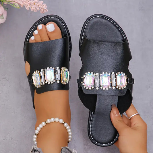 Dekor Slide Sandalen, Mode Offene Zehe Sommerschuhe, Leichte Slide Sandalen
