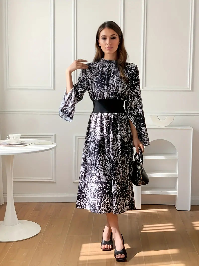 Midikleid mit abstraktem Print