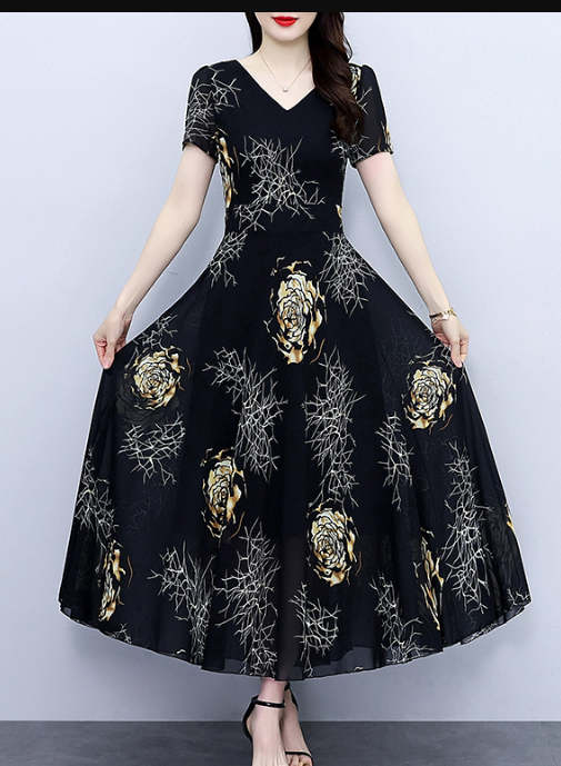 Lässig schickes Maxikleid mit Blumendruck