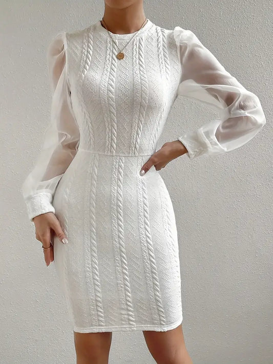 Bodycon-Kleid aus kontrastierendem Mesh-Kabel