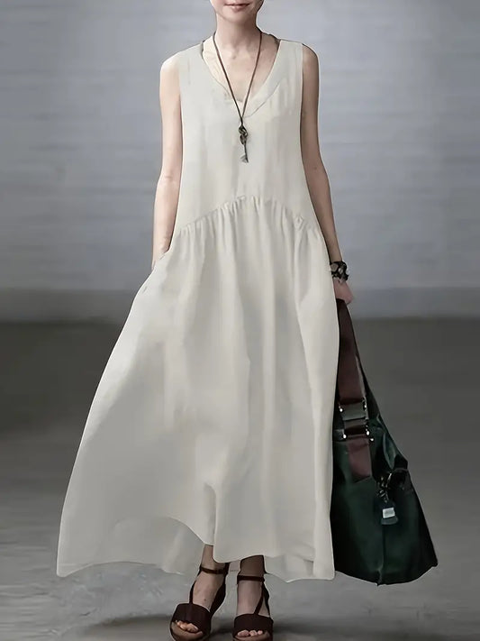 Lockeres Kleid mit Taschen, lässig, ärmellos