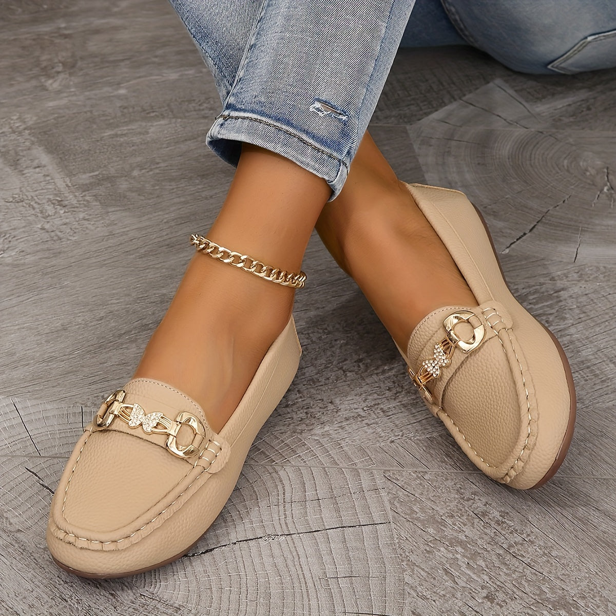 Metallschnalle – Bequeme Slip-On Schuhe, Rutschfest & Leicht