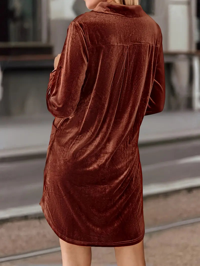 Langarm Kleid mit Kragen, Polyester-Elastan-Mix