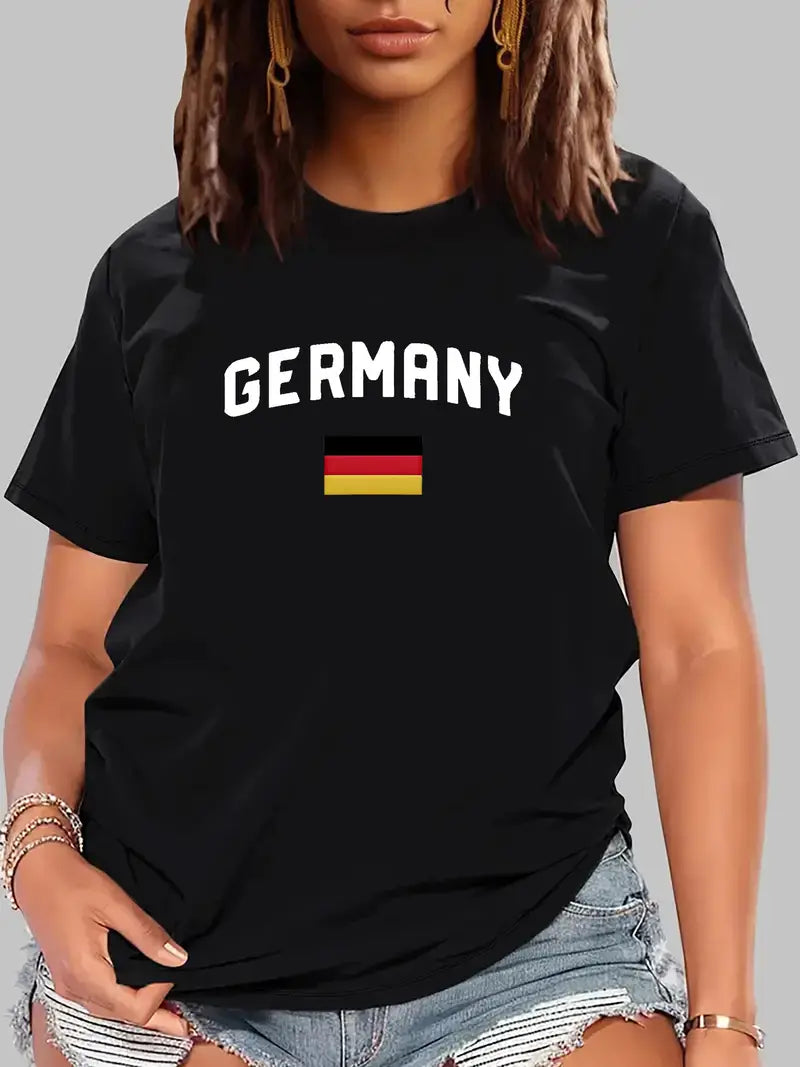 Sportliches T-Shirt mit Deutschland-Aufdruck für die tägliche Garderobe
