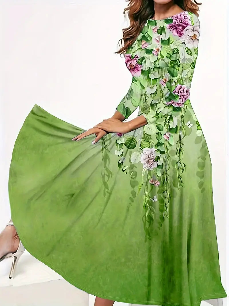 Langärmeliges Kleid mit Blumenmuster im Vintage-Look