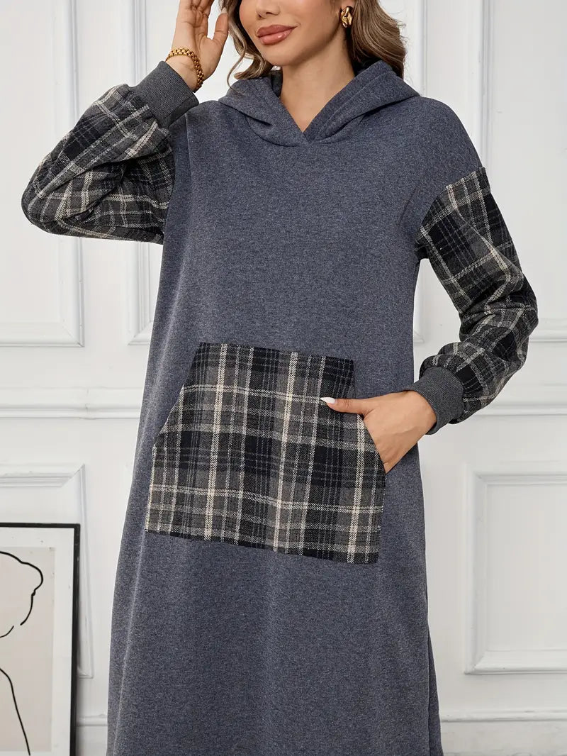 Kuscheliges Fleece-gefüttertes Maxikleid mit Kapuze für Damen
