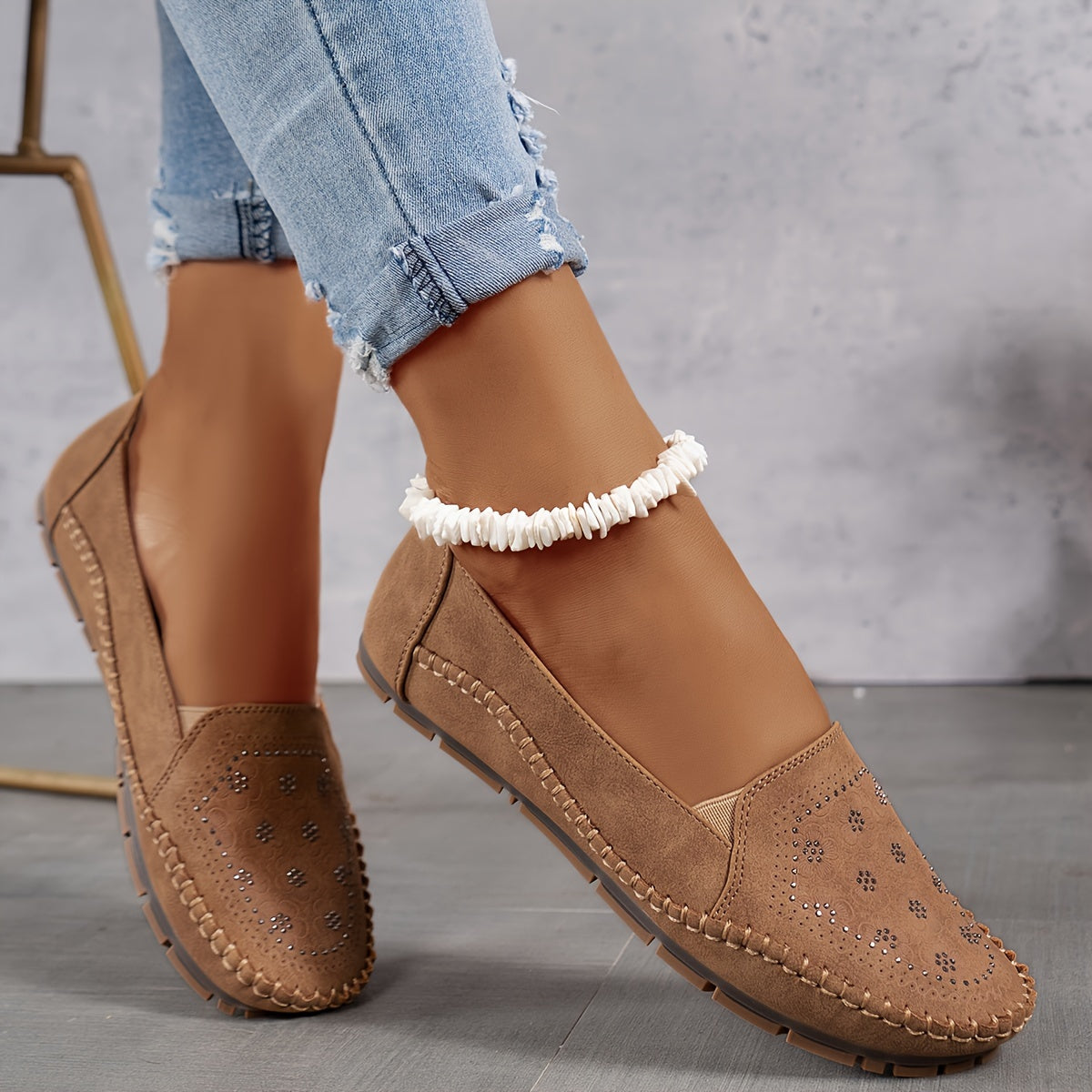 Vintage Floral Schlüpfsandalens für Frauen, leicht und bequem