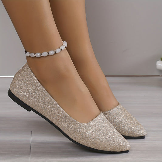 Flache Loafer mit dickem Absatz und spitzer Zehe für Frauen