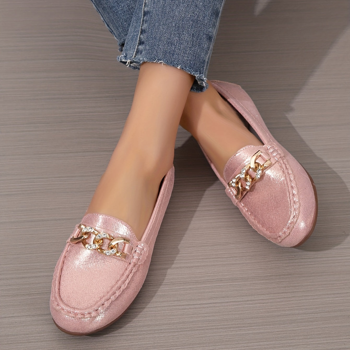 Slip-On Flats mit Pailletten, Atmungsaktive Rund-Toe Schuhe