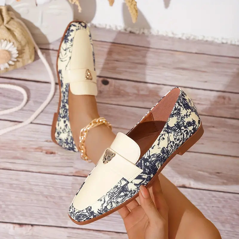 Mode Blumenmuster flache Loafer