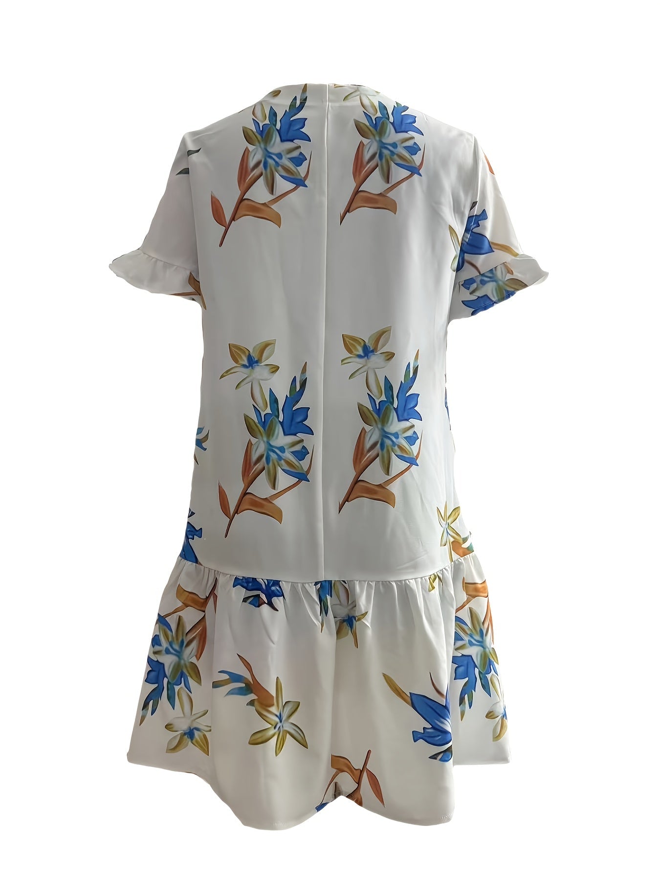 Kleid Frecher Ausschnitt mit Taschen Kurze Ärmel Geripptes Polyester Einfarbig Sommer