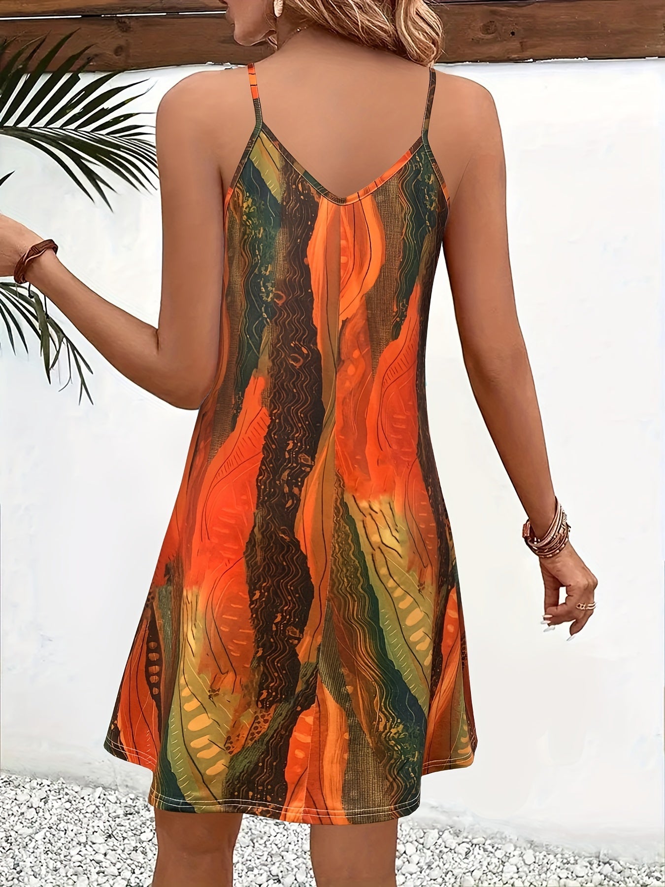 Farbblock Spaghettiträgerkleid – Elegantes Cami Sommerkleid