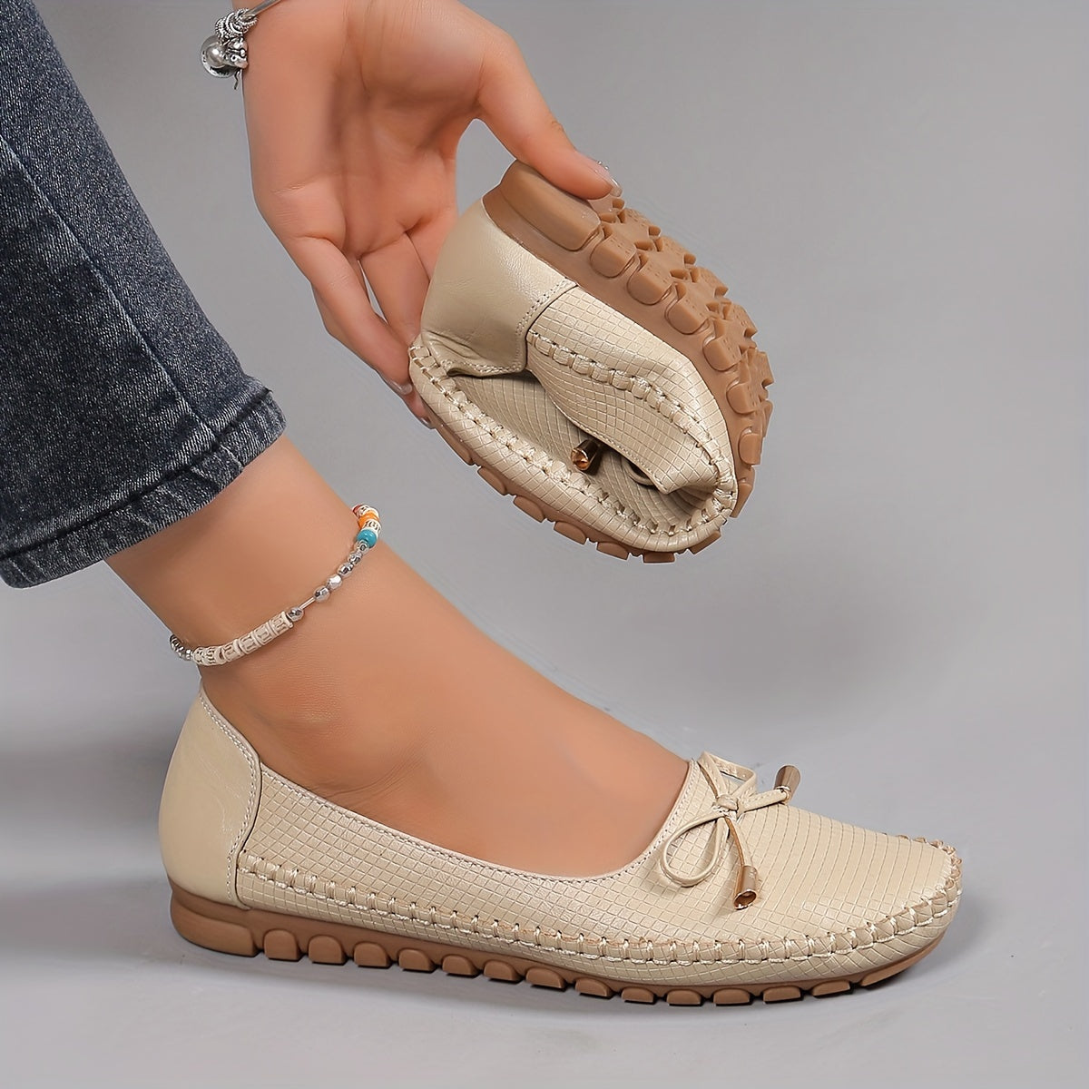 Modische Loafer für Damen mit Schleifen-Design, Bequeme Slip-On Schuhe