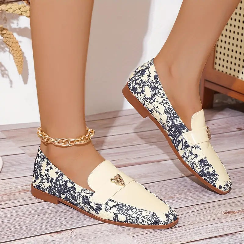 Mode Blumenmuster flache Loafer