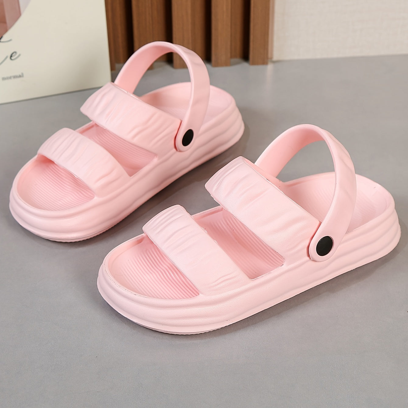 Plateau-Badesandalen Leichte Sommer Pantoletten Offene Zehen Bequeme