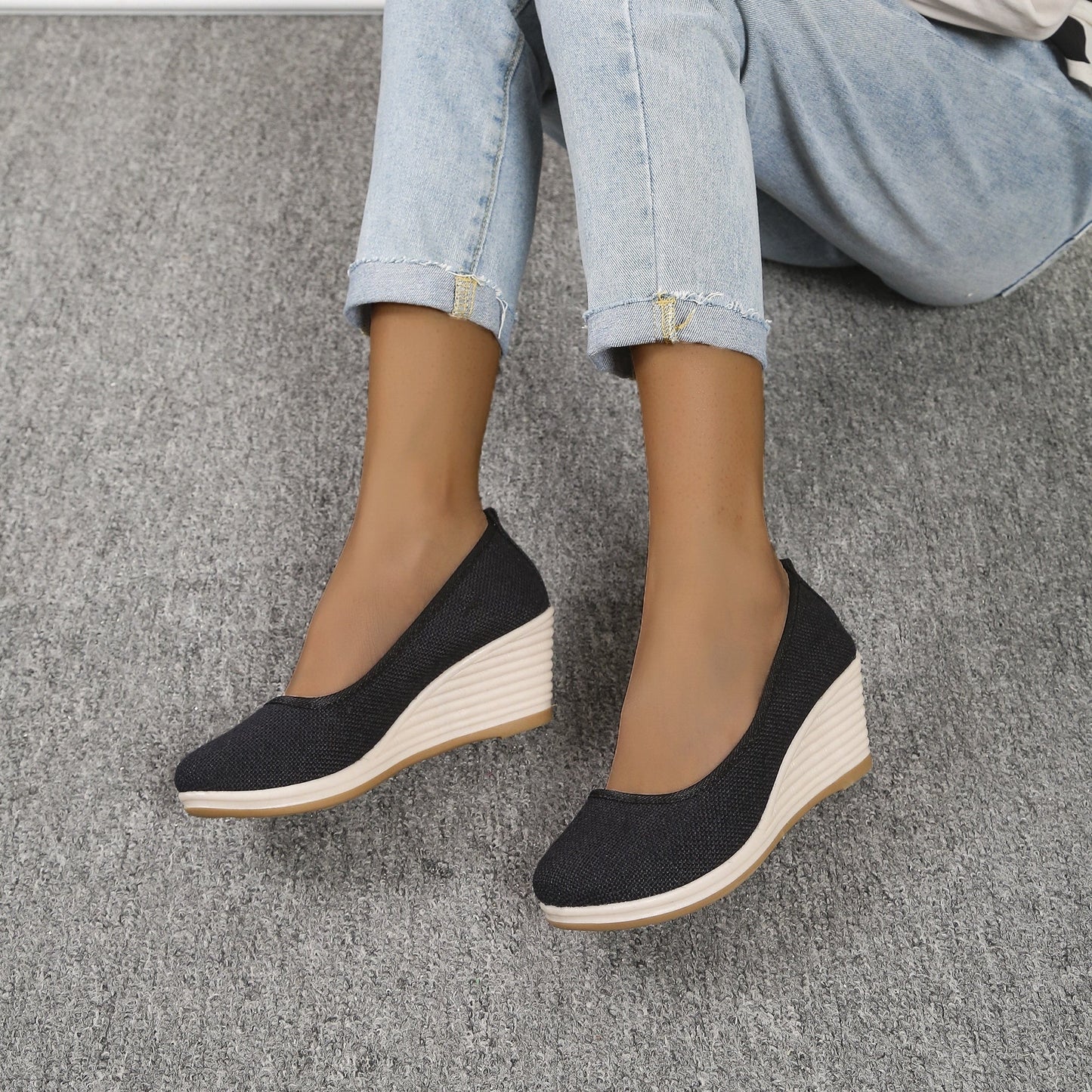Lässige Wedge Sandalen – Atmungsaktive Slip-On Schuhe mit Weicher Sohle