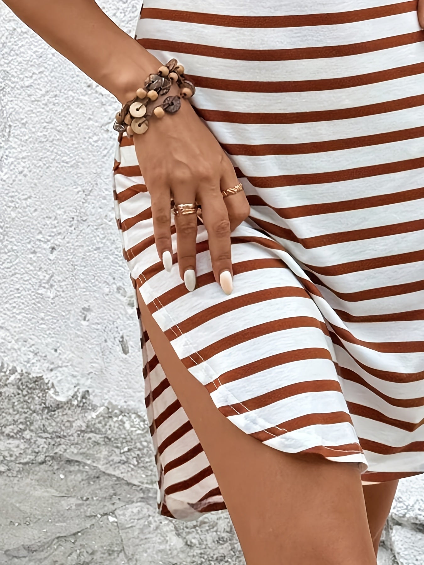 Geometrisch gemustertes Tunika-Kleid für Damen - einfarbig