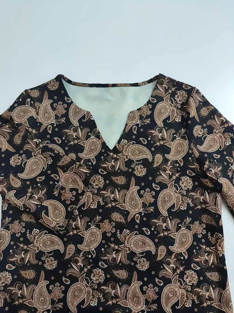 Schwarzes Mid-Sleeve Kleid mit Print – Lässiges Damenkleid