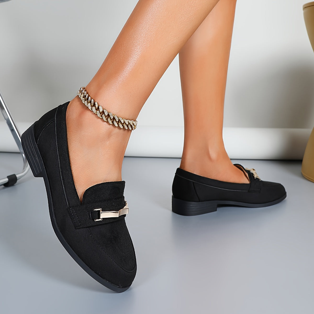 Damen Loafers mit Metallic-Akzenten – Bequeme Slip-On Schuhe