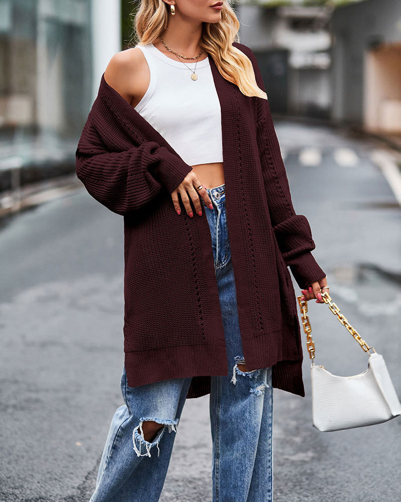 Lockere einfarbige Strickjacken