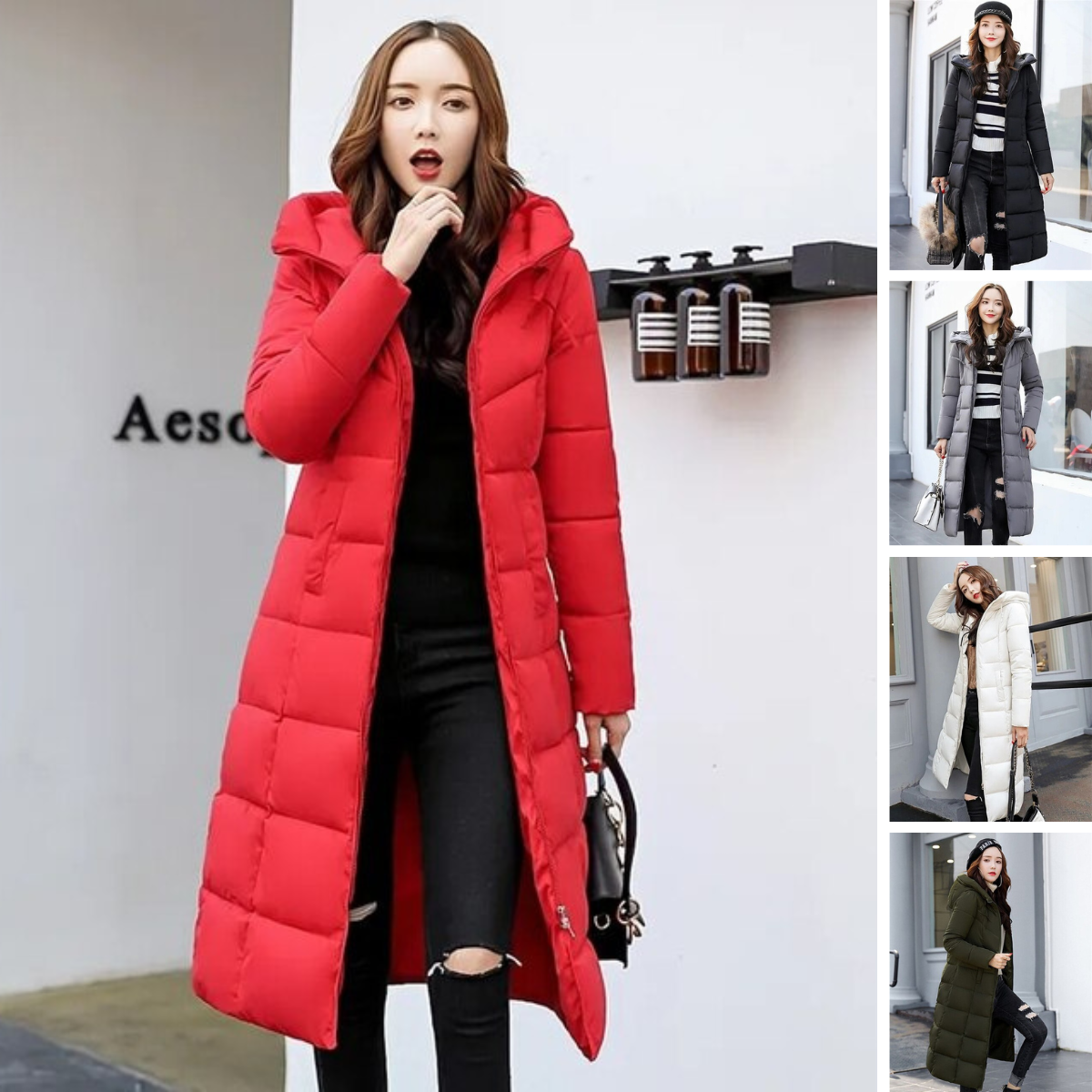 Ivy - Schicke Winterjacke mit Kapuze Winddicht Schnee Parka Puffermantel