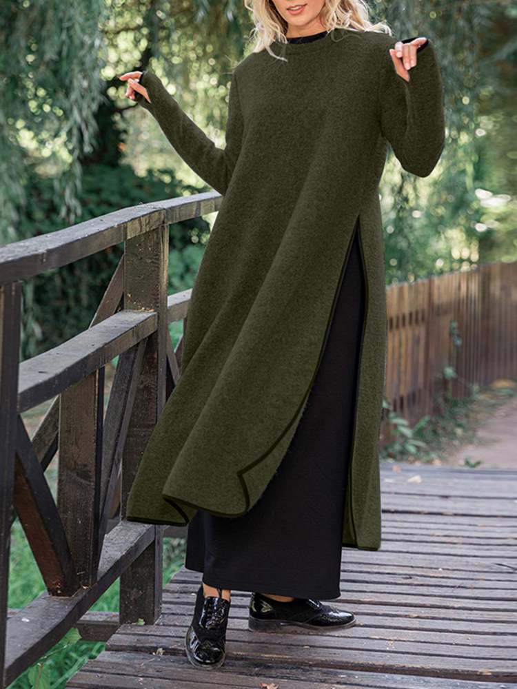 Grady | Langes geteiltes Midikleid in lockerer Form